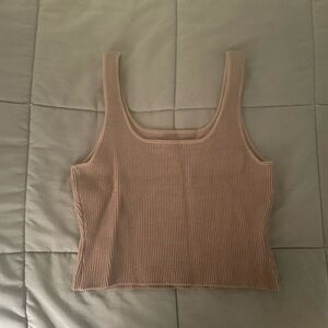 Quince Cropped Square Neck Ribbed Knit Tank
